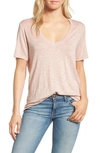 Splendid V-neck Slub Jersey Tee In Pnk Bei