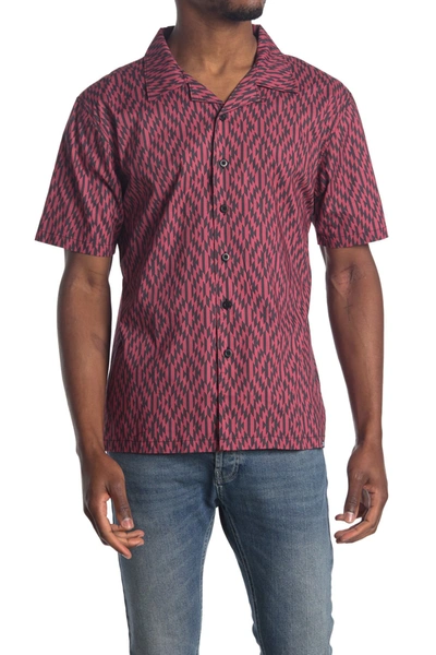 ...lost Glitchy Short Sleeve Woven Shirt In Dusty Rose