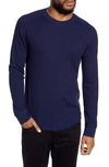 Vince Slim Fit Waffle Knit Long Sleeve T-shirt In H Navy