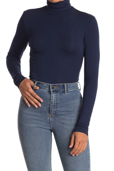 Splendid Long Sleeve Turtleneck Top In Navy