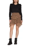 Walter Baker Dot Ruched Long Sleeve Top In Black