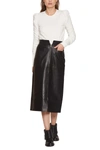 Walter Baker Dot Ruched Long Sleeve Top In White