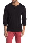 Vince Long Sleeve Henley T-shirt In Black