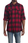 Burnside Plaid Flannel Shirt In Red/black
