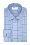 LORENZO UOMO OXFORD WINDOWPANE TRIM FIT DRESS SHIRT,786822220924