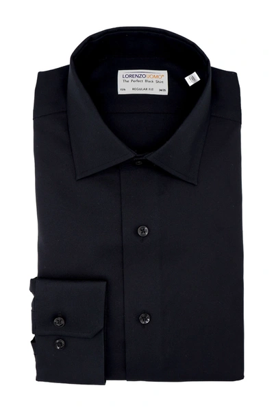 Lorenzo Uomo Poplin Regular Fit No Wrinkle Dress Shirt In Black