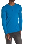 X-ray Long Sleeve Henley Shirt In Ocean Blue