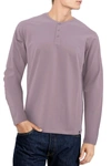X-ray Long Sleeve Henley Shirt In Dusty Lavender