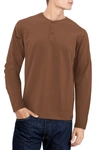 X-ray Long Sleeve Henley Shirt In Dusty Sienna