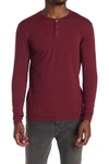 X-ray Long Sleeve Henley Shirt In Dusty Burgundy