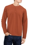 X-ray Long Sleeve Henley Shirt In Dusty Amber