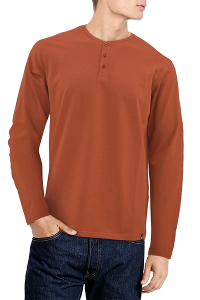 X-ray Long Sleeve Henley Shirt In Dusty Amber