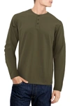 X-ray Long Sleeve Henley Shirt In Army Green