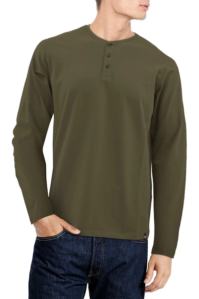 X-ray Long Sleeve Henley Shirt In Army Green