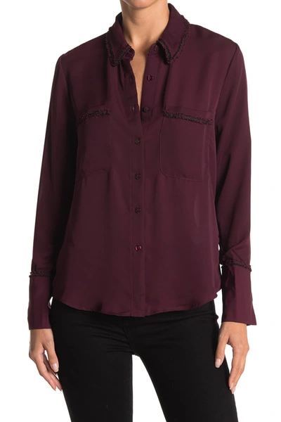 Laundry By Shelli Segal Boucle Trim Woven Blouse In Winetasting