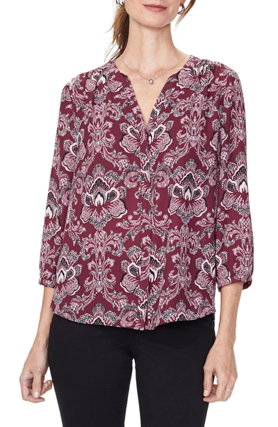 Nydj Pleat Back Crepe Blouse In Orchidgard