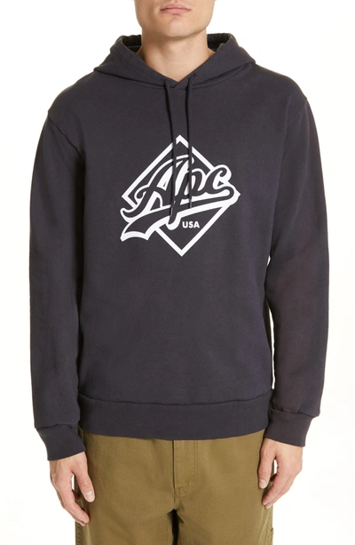 A.p.c. Designer Wayne Logo Hoodie In Navy