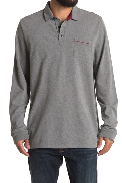 Marine Layer Chest Pocket Long Sleeve Polo In Heather Grey
