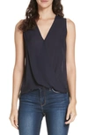 L Agence Mila Draped Silk Surplice Blouse In Midnight