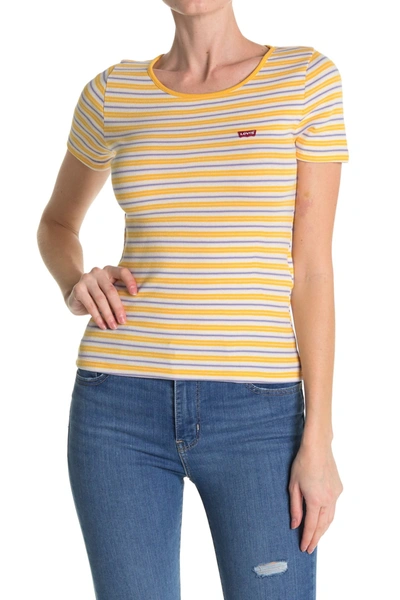 Levi's Honey Striped Scoop Neck T-shirt In Chalcedony Gold Co