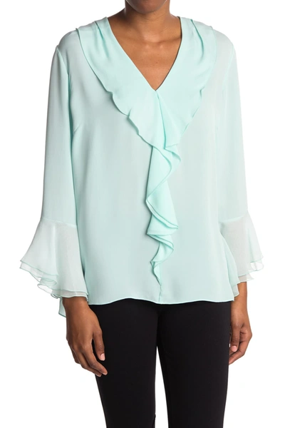 Elie Tahari Julianna Cascading Ruffle Silk Blouse In Windswept