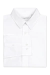 Calvin Klein Kids' Solid Long Sleeve Slim Fit Shirt In 100 White
