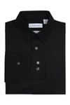 Calvin Klein Kids' Big Boys Slim Fit Solid Stretch Poplin Shirt In 001 Black