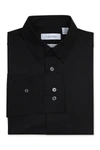 Calvin Klein Kids' Big Boys Slim Fit Solid Stretch Poplin Shirt In Black