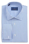 David Donahue Striped French Cuff Regular Fit Dress Shirt In Blue/white