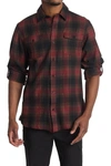 Burnside Plaid Flannel Shirt In Crimson