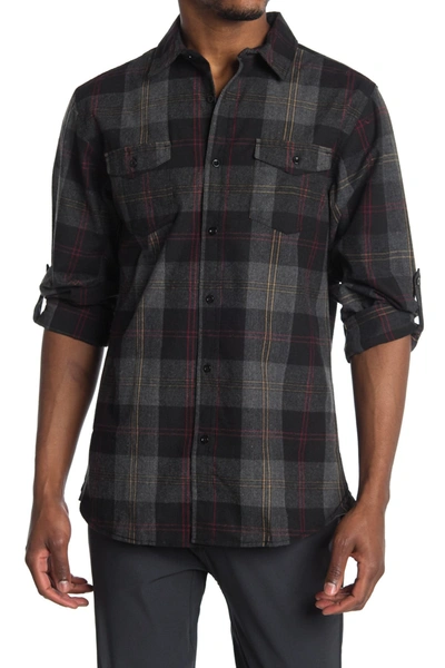 Burnside Plaid Flannel Shirt In Black/steel