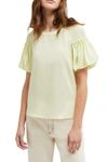 French Connection Ruffle Short Sleeve Blouse In Super Lemo