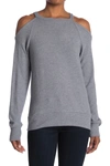 Go Couture Cold Shoulder Knit Sweatshirt In Heather Grey