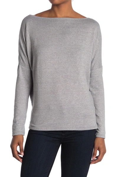 Go Couture Boatneck Dolman Knit Sweater In Heather Grey