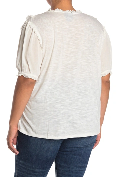 Forgotten Grace Short Sleeve Ruffled Button Up Top In White