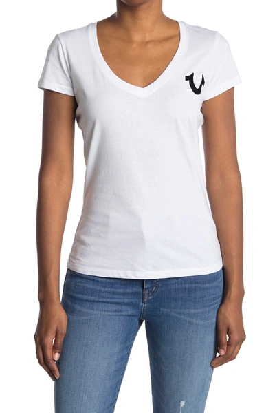 True Religion Colorguard Logo Slim V-neck T-shirt In White