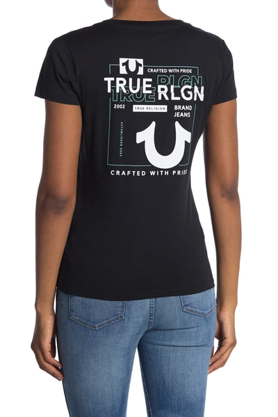 True Religion Colorguard Logo Slim V-neck T-shirt In Black