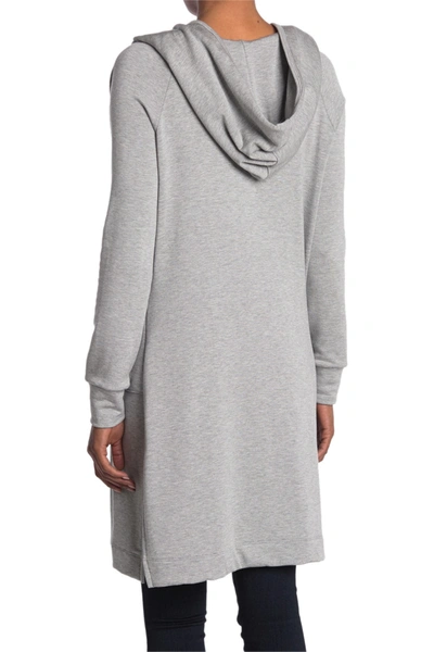 Go Couture Knit Hooded Duster In Heather Grey