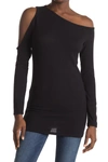 Go Couture Tie Dye Cold Shoulder Top In Black Tie Dye 1
