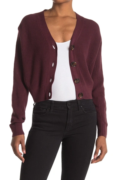 Abound Everyday Button Cardigan In Burgundy Vine