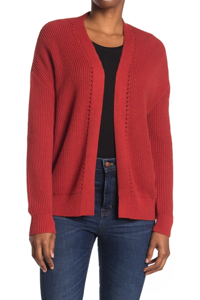 Abound Long Stitch Cardigan In Red Persimmon