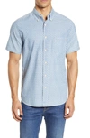 Faherty Playa Regular Fit Button Down Stretch Short Sleeve Shirt In Fish Scale Redux