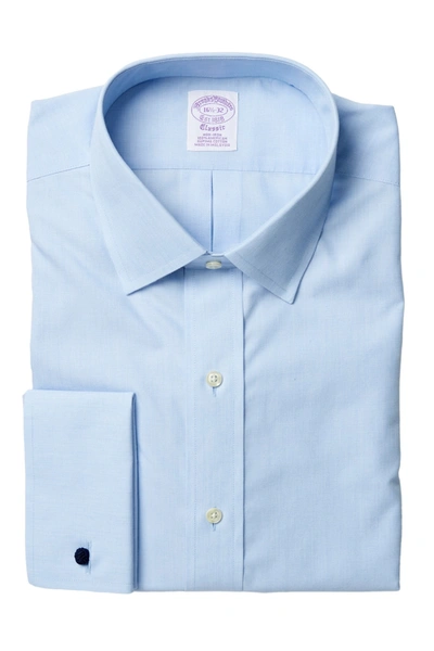 Brooks Brothers Solid Broadcloth Non-iron French Cuff Dress Shirt - Regent Fit In Lt-blue