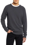 Vince Garment Dye Crewneck Sweatshirt In Washed Black
