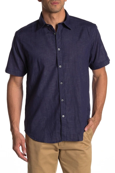 Coastaoro Encinitas Solid Short Sleeve Shirt In Navy