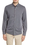 Zachary Prell Glacier Regular Fit Button-down Cotton Blend Knit Shirt In Charcoal