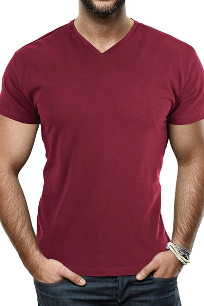 X-ray Solid V-neck Flex T-shirt In Cranberry