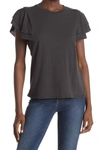 Melloday Tiered Ruffle Sleeve T-shirt In Slate