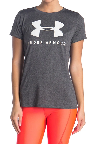 Under Armour Women's Graphic Sportstyle Classic Crew In 090 Carbon Heather