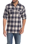 Burnside Plaid Flannel Shirt In Ecru Blue